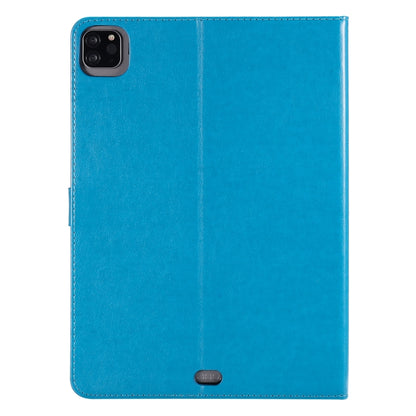 For iPad Pro 11 (2020) Pressed Printing Cat and Tree Pattern Horizontal Flip Leather Tablet Case with Holder & Card Slots & Wallet(Blue) - iPad Pro 11 (2020) Cases by buy2fix | Online Shopping UK | buy2fix