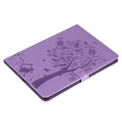 For iPad Pro 11 (2020) Pressed Printing Cat and Tree Pattern Horizontal Flip Leather Tablet Case with Holder & Card Slots & Wallet(Purple) - iPad Pro 11 (2020) Cases by buy2fix | Online Shopping UK | buy2fix