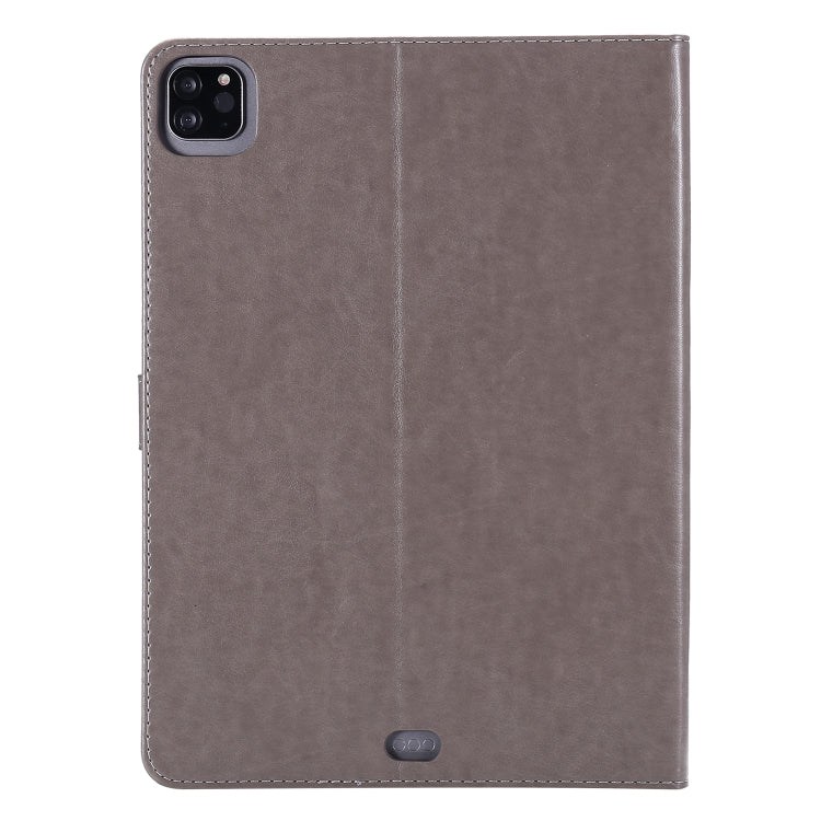 For iPad Pro 11 (2020) Pressed Printing Cat and Tree Pattern Horizontal Flip Leather Tablet Case with Holder & Card Slots & Wallet(Grey) - iPad Pro 11 (2020) Cases by buy2fix | Online Shopping UK | buy2fix