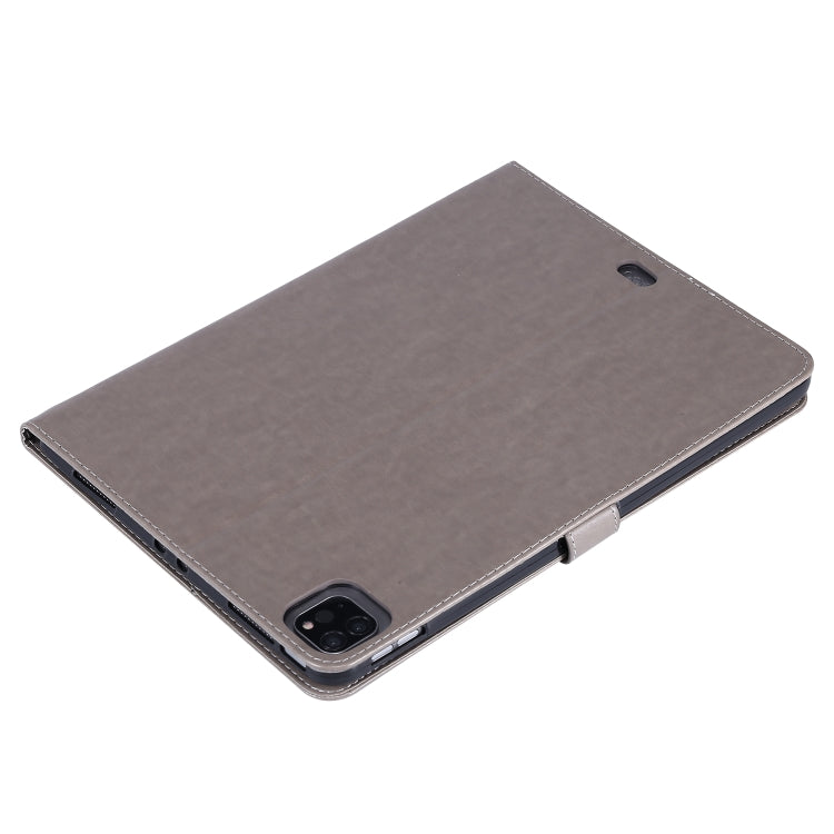 For iPad Pro 11 (2020) Pressed Printing Cat and Tree Pattern Horizontal Flip Leather Tablet Case with Holder & Card Slots & Wallet(Grey) - iPad Pro 11 (2020) Cases by buy2fix | Online Shopping UK | buy2fix