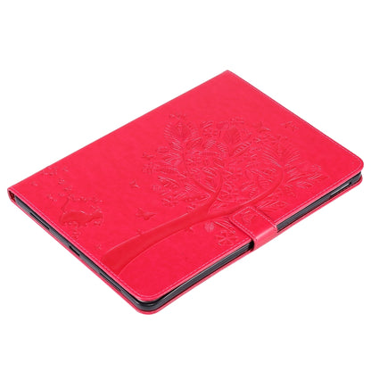 For iPad Pro 11 (2020) Pressed Printing Cat and Tree Pattern Horizontal Flip Leather Tablet Case with Holder & Card Slots & Wallet(Red) - iPad Pro 11 (2020) Cases by buy2fix | Online Shopping UK | buy2fix