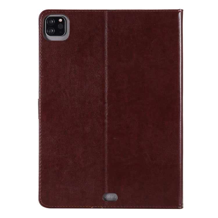 For iPad Pro 11 (2020) Pressed Printing Cat and Tree Pattern Horizontal Flip Leather Tablet Case with Holder & Card Slots & Wallet(Coffee) - iPad Pro 11 (2020) Cases by buy2fix | Online Shopping UK | buy2fix