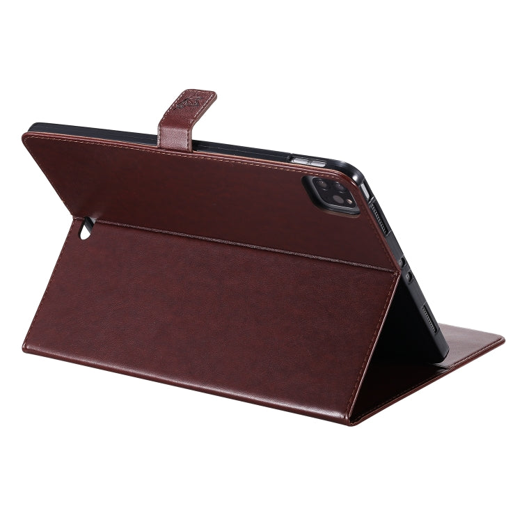 For iPad Pro 11 (2020) Pressed Printing Cat and Tree Pattern Horizontal Flip Leather Tablet Case with Holder & Card Slots & Wallet(Coffee) - iPad Pro 11 (2020) Cases by buy2fix | Online Shopping UK | buy2fix