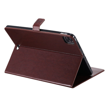 For iPad Pro 11 (2020) Pressed Printing Cat and Tree Pattern Horizontal Flip Leather Tablet Case with Holder & Card Slots & Wallet(Coffee) - iPad Pro 11 (2020) Cases by buy2fix | Online Shopping UK | buy2fix