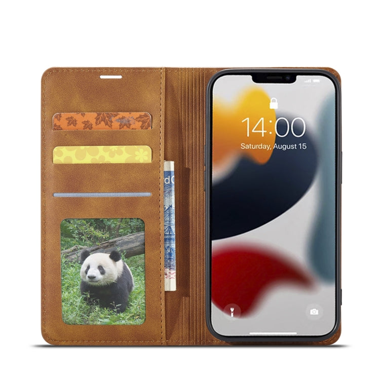 For iPhone 14 Forwenw Dream Series Oil Edge Strong Magnetism Leather Phone Case(Brown) - iPhone 14 Cases by Forwenw | Online Shopping UK | buy2fix