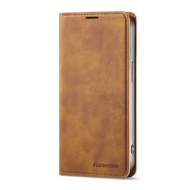 For iPhone 14 Pro Max Forwenw Dream Series Oil Edge Strong Magnetism Leather Phone Case(Brown) - iPhone 14 Pro Max Cases by Forwenw | Online Shopping UK | buy2fix