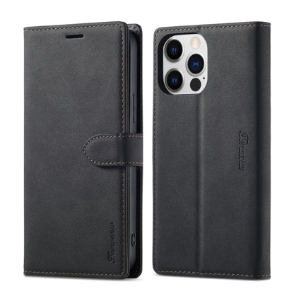 For iPhone 14 Forwenw F1 Series Matte Strong Magnetism Leather Phone Case(Black) - iPhone 14 Cases by Forwenw | Online Shopping UK | buy2fix