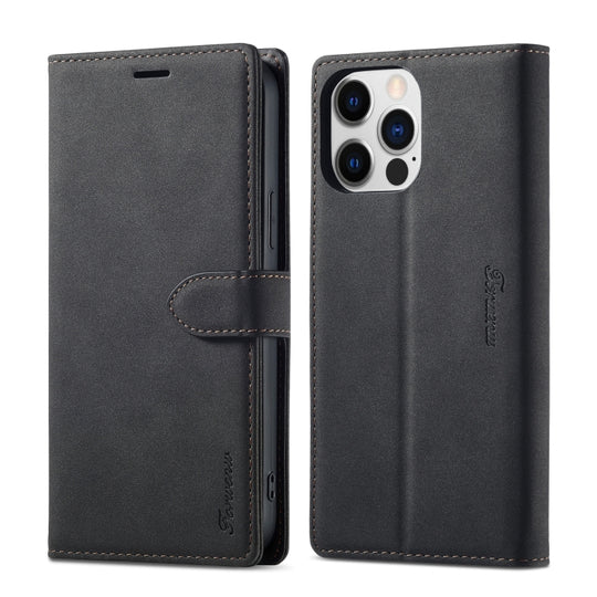 For iPhone 14 Forwenw F1 Series Matte Strong Magnetism Leather Phone Case(Black)