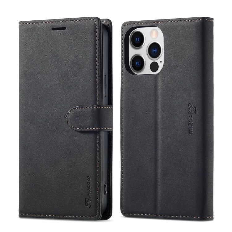 For iPhone 14 Plus Forwenw F1 Series Matte Strong Magnetism Leather Phone Case(Black) - iPhone 14 Plus Cases by Forwenw | Online Shopping UK | buy2fix
