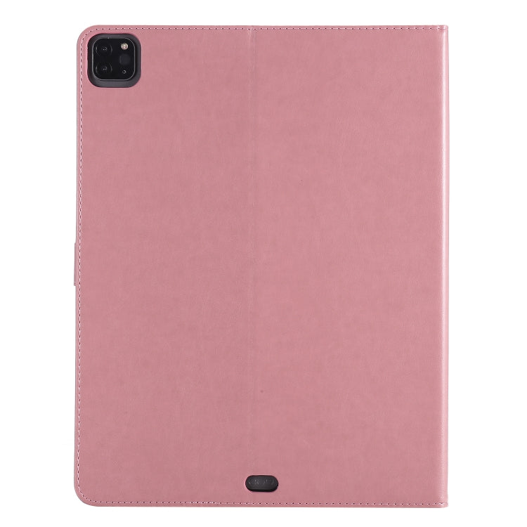 For iPad Pro 12.9 (2020) Pressed Printing Woman and Cat Pattern Horizontal Flip Leather Tablet Case with Holder & Card Slots & Wallet(Pink) - iPad Pro 12.9 (2020) Cases by buy2fix | Online Shopping UK | buy2fix