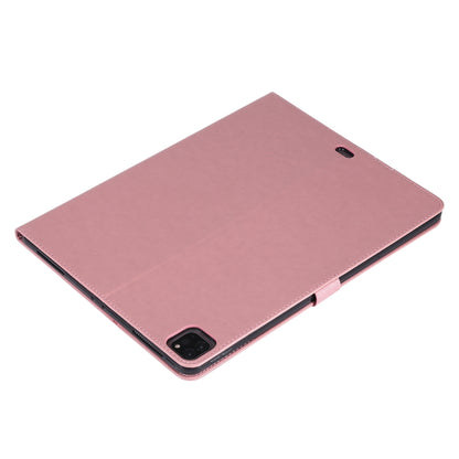 For iPad Pro 12.9 (2020) Pressed Printing Woman and Cat Pattern Horizontal Flip Leather Tablet Case with Holder & Card Slots & Wallet(Pink) - iPad Pro 12.9 (2020) Cases by buy2fix | Online Shopping UK | buy2fix