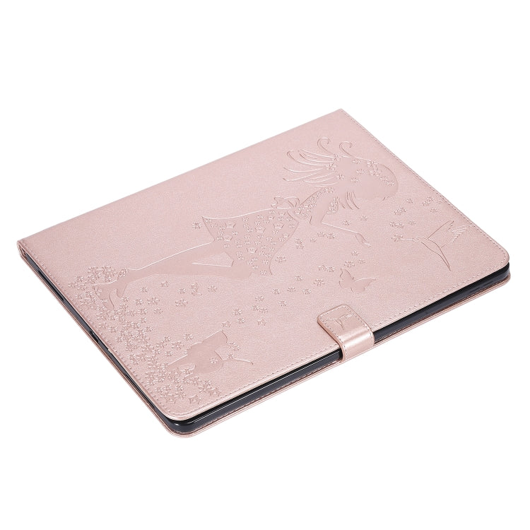 For iPad Pro 12.9 (2020) Pressed Printing Woman and Cat Pattern Horizontal Flip Leather Tablet Case with Holder & Card Slots & Wallet(Rose Gold) - iPad Pro 12.9 (2020) Cases by buy2fix | Online Shopping UK | buy2fix