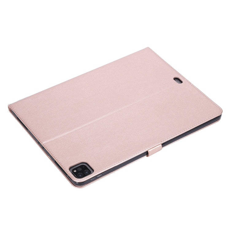 For iPad Pro 12.9 (2020) Pressed Printing Woman and Cat Pattern Horizontal Flip Leather Tablet Case with Holder & Card Slots & Wallet(Rose Gold) - iPad Pro 12.9 (2020) Cases by buy2fix | Online Shopping UK | buy2fix