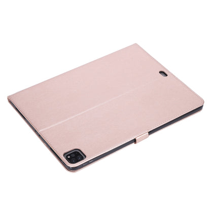 For iPad Pro 12.9 (2020) Pressed Printing Woman and Cat Pattern Horizontal Flip Leather Tablet Case with Holder & Card Slots & Wallet(Rose Gold) - iPad Pro 12.9 (2020) Cases by buy2fix | Online Shopping UK | buy2fix