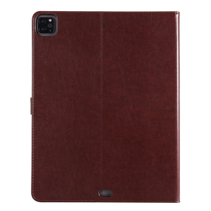 For iPad Pro 12.9 (2020) Pressed Printing Woman and Cat Pattern Horizontal Flip Leather Tablet Case with Holder & Card Slots & Wallet(Coffee) - iPad Pro 12.9 (2020) Cases by buy2fix | Online Shopping UK | buy2fix