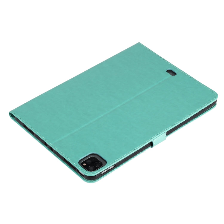 For iPad Pro 11 (2020) Pressed Printing Woman and Cat Pattern Horizontal Flip Leather Tablet Case with Holder & Card Slots & Wallet(Green) - iPad Pro 11 (2020) Cases by buy2fix | Online Shopping UK | buy2fix