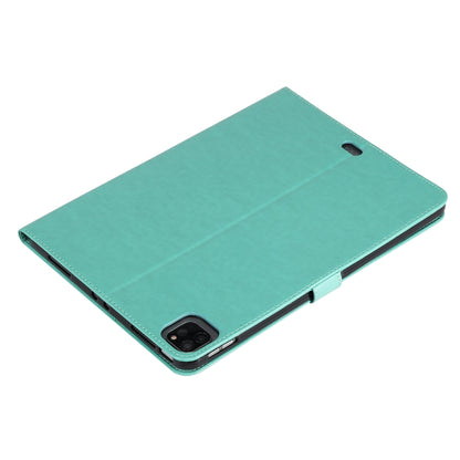 For iPad Pro 11 (2020) Pressed Printing Woman and Cat Pattern Horizontal Flip Leather Tablet Case with Holder & Card Slots & Wallet(Green) - iPad Pro 11 (2020) Cases by buy2fix | Online Shopping UK | buy2fix