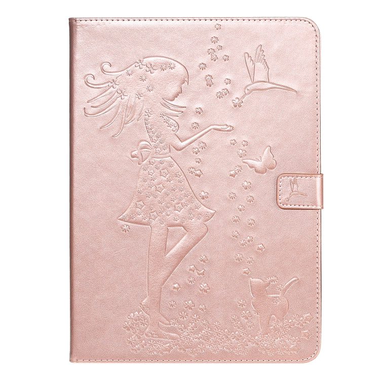 For iPad Pro 11 (2020) Pressed Printing Woman and Cat Pattern Horizontal Flip Leather Tablet Case with Holder & Card Slots & Wallet(Rose Gold) - iPad Pro 11 (2020) Cases by buy2fix | Online Shopping UK | buy2fix