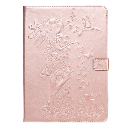 For iPad Pro 11 (2020) Pressed Printing Woman and Cat Pattern Horizontal Flip Leather Tablet Case with Holder & Card Slots & Wallet(Rose Gold) - iPad Pro 11 (2020) Cases by buy2fix | Online Shopping UK | buy2fix