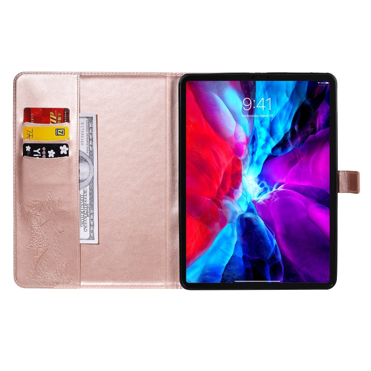 For iPad Pro 11 (2020) Pressed Printing Woman and Cat Pattern Horizontal Flip Leather Tablet Case with Holder & Card Slots & Wallet(Rose Gold) - iPad Pro 11 (2020) Cases by buy2fix | Online Shopping UK | buy2fix