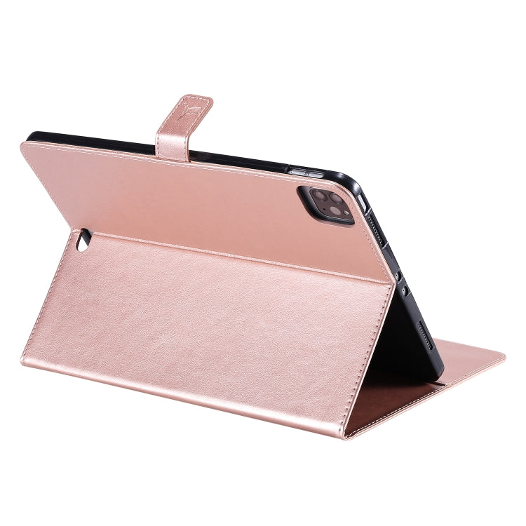 For iPad Pro 11 (2020) Pressed Printing Woman and Cat Pattern Horizontal Flip Leather Tablet Case with Holder & Card Slots & Wallet(Rose Gold) - iPad Pro 11 (2020) Cases by buy2fix | Online Shopping UK | buy2fix