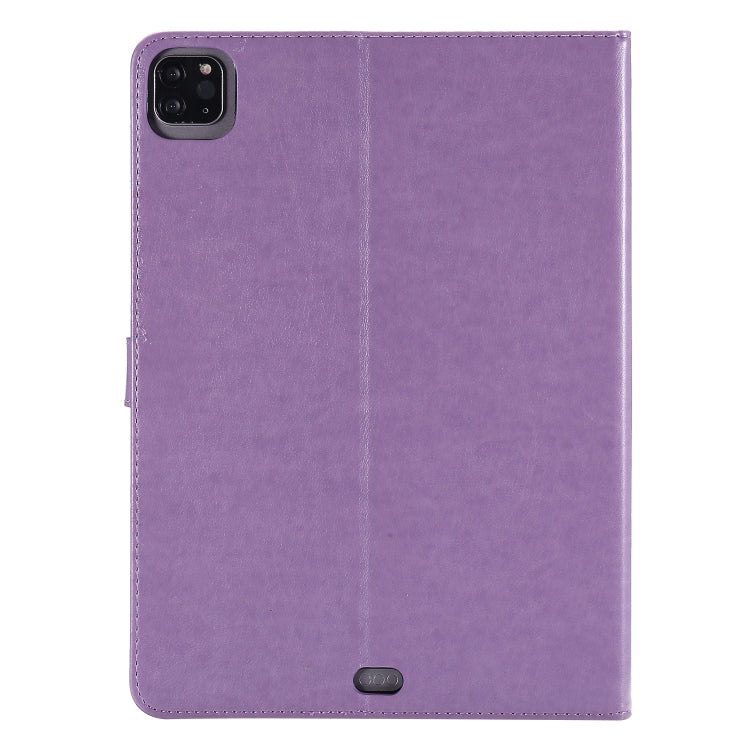 For iPad Pro 11 (2020) Pressed Printing Woman and Cat Pattern Horizontal Flip Leather Tablet Case with Holder & Card Slots & Wallet(Purple) - iPad Pro 11 (2020) Cases by buy2fix | Online Shopping UK | buy2fix