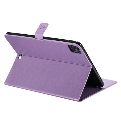 For iPad Pro 11 (2020) Pressed Printing Woman and Cat Pattern Horizontal Flip Leather Tablet Case with Holder & Card Slots & Wallet(Purple) - iPad Pro 11 (2020) Cases by buy2fix | Online Shopping UK | buy2fix
