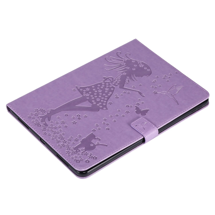 For iPad Pro 11 (2020) Pressed Printing Woman and Cat Pattern Horizontal Flip Leather Tablet Case with Holder & Card Slots & Wallet(Purple) - iPad Pro 11 (2020) Cases by buy2fix | Online Shopping UK | buy2fix