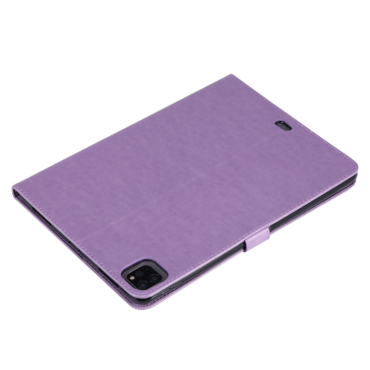 For iPad Pro 11 (2020) Pressed Printing Woman and Cat Pattern Horizontal Flip Leather Tablet Case with Holder & Card Slots & Wallet(Purple) - iPad Pro 11 (2020) Cases by buy2fix | Online Shopping UK | buy2fix