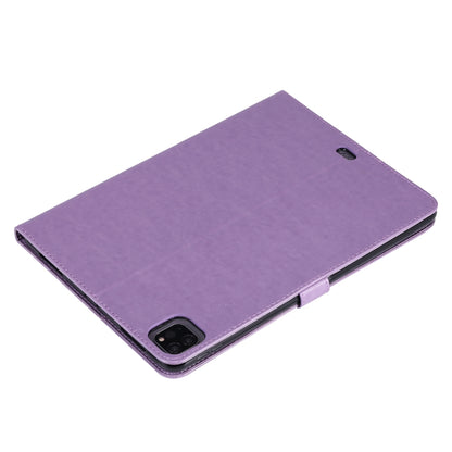 For iPad Pro 11 (2020) Pressed Printing Woman and Cat Pattern Horizontal Flip Leather Tablet Case with Holder & Card Slots & Wallet(Purple) - iPad Pro 11 (2020) Cases by buy2fix | Online Shopping UK | buy2fix