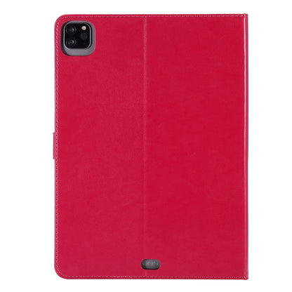 For iPad Pro 11 (2020) Pressed Printing Woman and Cat Pattern Horizontal Flip Leather Tablet Case with Holder & Card Slots & Wallet(Red) - iPad Pro 11 (2020) Cases by buy2fix | Online Shopping UK | buy2fix