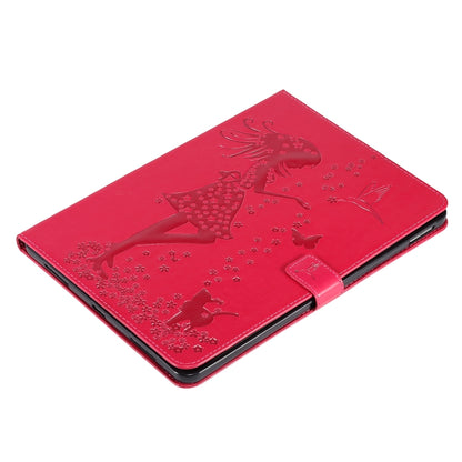 For iPad Pro 11 (2020) Pressed Printing Woman and Cat Pattern Horizontal Flip Leather Tablet Case with Holder & Card Slots & Wallet(Red) - iPad Pro 11 (2020) Cases by buy2fix | Online Shopping UK | buy2fix