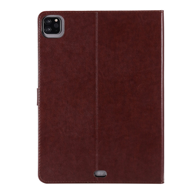 For iPad Pro 11 (2020) Pressed Printing Woman and Cat Pattern Horizontal Flip Leather Tablet Case with Holder & Card Slots & Wallet(Coffee) - iPad Pro 11 (2020) Cases by buy2fix | Online Shopping UK | buy2fix