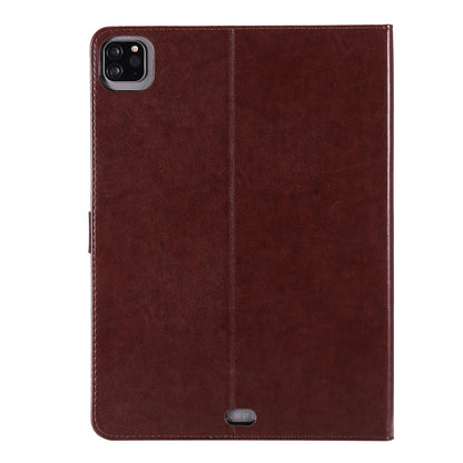 For iPad Pro 11 (2020) Pressed Printing Woman and Cat Pattern Horizontal Flip Leather Tablet Case with Holder & Card Slots & Wallet(Coffee) - iPad Pro 11 (2020) Cases by buy2fix | Online Shopping UK | buy2fix