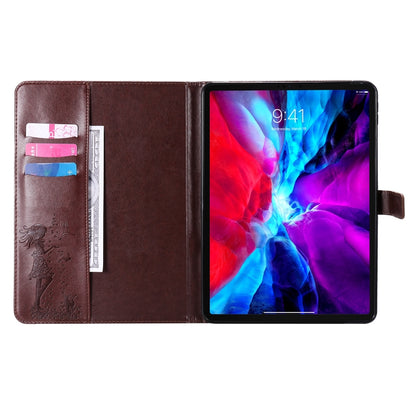 For iPad Pro 11 (2020) Pressed Printing Woman and Cat Pattern Horizontal Flip Leather Tablet Case with Holder & Card Slots & Wallet(Coffee) - iPad Pro 11 (2020) Cases by buy2fix | Online Shopping UK | buy2fix