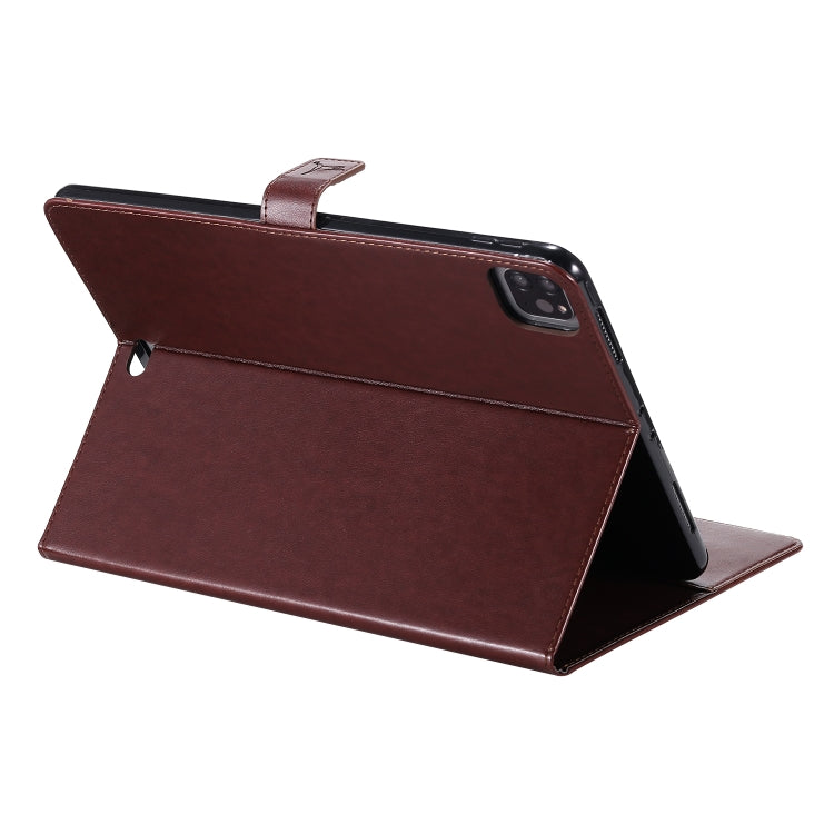 For iPad Pro 11 (2020) Pressed Printing Woman and Cat Pattern Horizontal Flip Leather Tablet Case with Holder & Card Slots & Wallet(Coffee) - iPad Pro 11 (2020) Cases by buy2fix | Online Shopping UK | buy2fix
