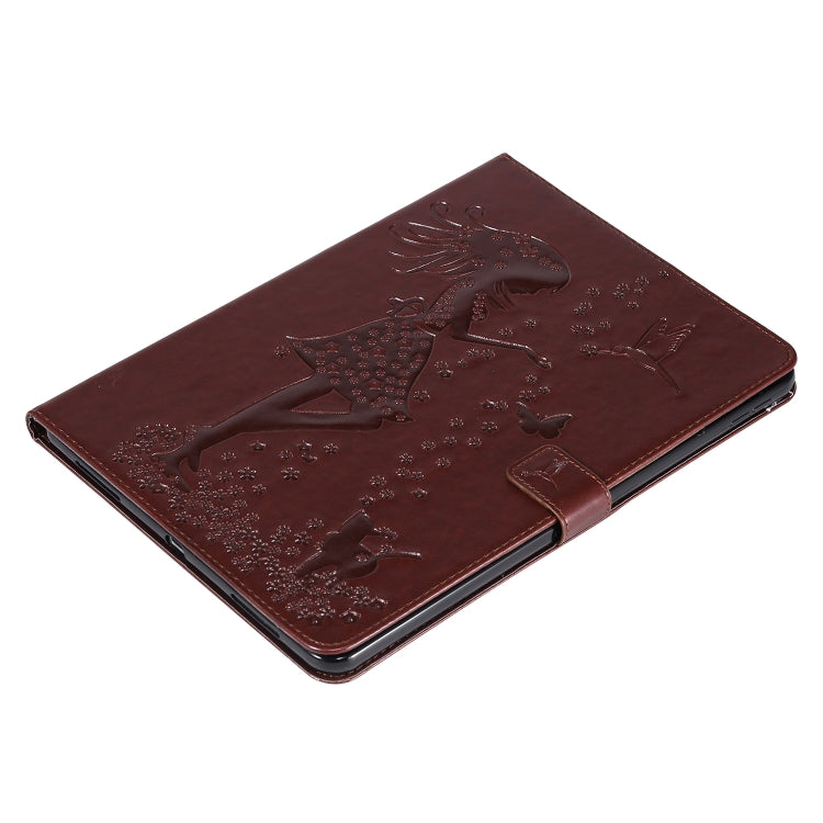 For iPad Pro 11 (2020) Pressed Printing Woman and Cat Pattern Horizontal Flip Leather Tablet Case with Holder & Card Slots & Wallet(Coffee) - iPad Pro 11 (2020) Cases by buy2fix | Online Shopping UK | buy2fix