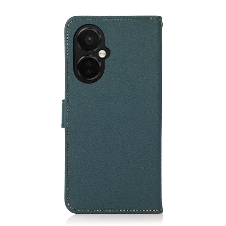 For OnePlus Nord CE 3 KHAZNEH Custer Texture RFID Genuine Leather Phone Case(Green) - OnePlus Cases by buy2fix | Online Shopping UK | buy2fix