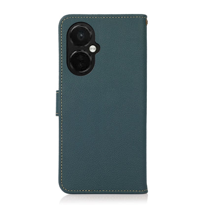 For OnePlus Nord CE 3 KHAZNEH Custer Texture RFID Genuine Leather Phone Case(Green) - OnePlus Cases by buy2fix | Online Shopping UK | buy2fix