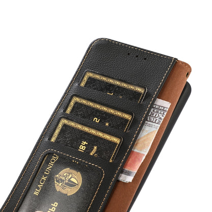 For Motorola Moto E13 2023 4G KHAZNEH Custer Texture RFID Genuine Leather Phone Case(Black) - Motorola Cases by buy2fix | Online Shopping UK | buy2fix