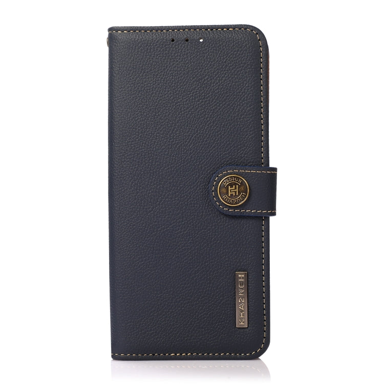 For Motorola Moto G13 / G23 / G53 5G KHAZNEH Custer Texture RFID Genuine Leather Phone Case(Blue) - Motorola Cases by buy2fix | Online Shopping UK | buy2fix