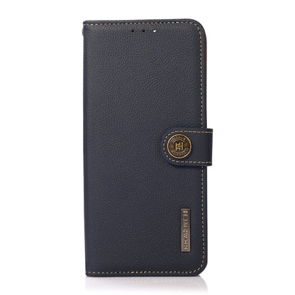 For Motorola Moto G13 / G23 / G53 5G KHAZNEH Custer Texture RFID Genuine Leather Phone Case(Blue) - Motorola Cases by buy2fix | Online Shopping UK | buy2fix