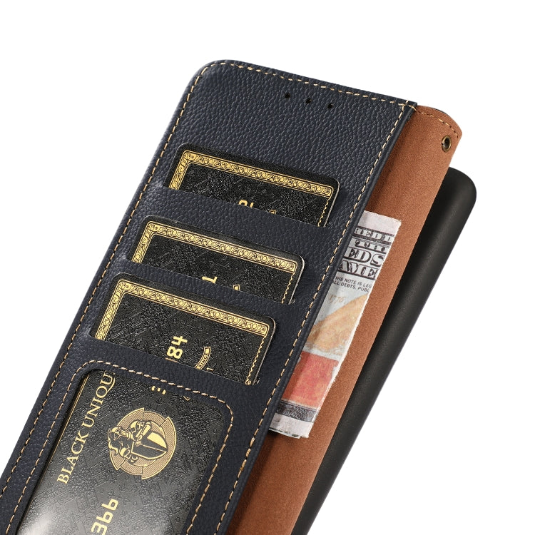 For Motorola Moto G13 / G23 / G53 5G KHAZNEH Custer Texture RFID Genuine Leather Phone Case(Blue) - Motorola Cases by buy2fix | Online Shopping UK | buy2fix