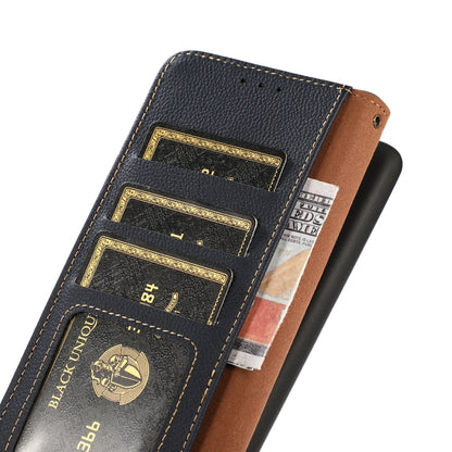 For Motorola Moto G13 / G23 / G53 5G KHAZNEH Custer Texture RFID Genuine Leather Phone Case(Blue) - Motorola Cases by buy2fix | Online Shopping UK | buy2fix