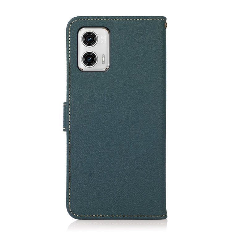 For Motorola Moto G73 5G KHAZNEH Custer Texture RFID Genuine Leather Phone Case(Green) - Motorola Cases by buy2fix | Online Shopping UK | buy2fix