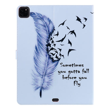 For iPad Pro 12.9 (2020) Colored Drawing Horizontal Flip Leather Tablet Case with Holder & Card Slot & Wallet(Feather) - iPad Pro 12.9 (2020) Cases by buy2fix | Online Shopping UK | buy2fix
