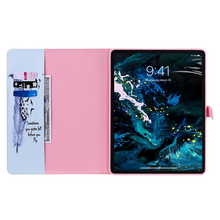 For iPad Pro 12.9 (2020) Colored Drawing Horizontal Flip Leather Tablet Case with Holder & Card Slot & Wallet(Feather) - iPad Pro 12.9 (2020) Cases by buy2fix | Online Shopping UK | buy2fix