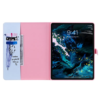 For iPad Pro 12.9 (2020) Colored Drawing Horizontal Flip Leather Tablet Case with Holder & Card Slot & Wallet(Feather) - iPad Pro 12.9 (2020) Cases by buy2fix | Online Shopping UK | buy2fix