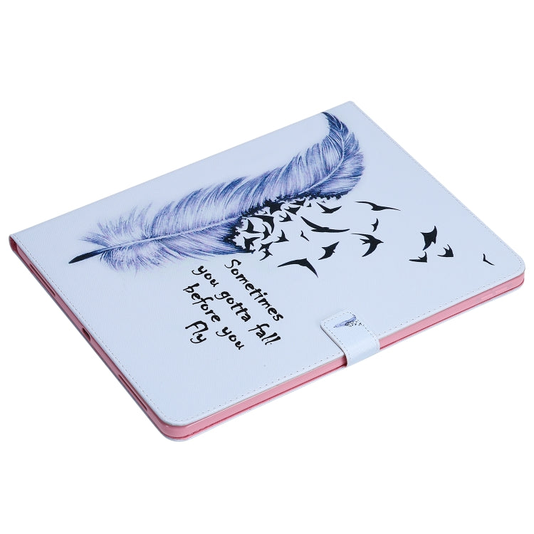 For iPad Pro 12.9 (2020) Colored Drawing Horizontal Flip Leather Tablet Case with Holder & Card Slot & Wallet(Feather) - iPad Pro 12.9 (2020) Cases by buy2fix | Online Shopping UK | buy2fix