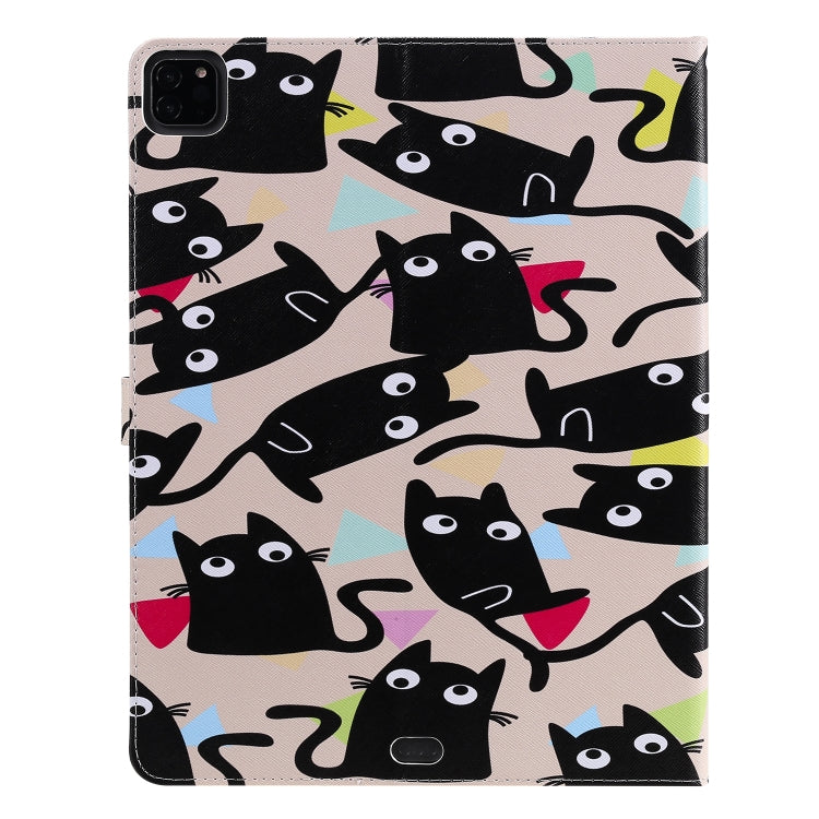 For iPad Pro 12.9 (2020) Colored Drawing Horizontal Flip Leather Tablet Case with Holder & Card Slot & Wallet(Kitty) - iPad Pro 12.9 (2020) Cases by buy2fix | Online Shopping UK | buy2fix